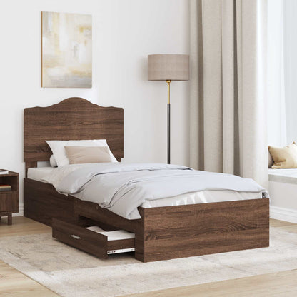 Struttura del letto con testiera Rovere Marrone 100 x 200 cm