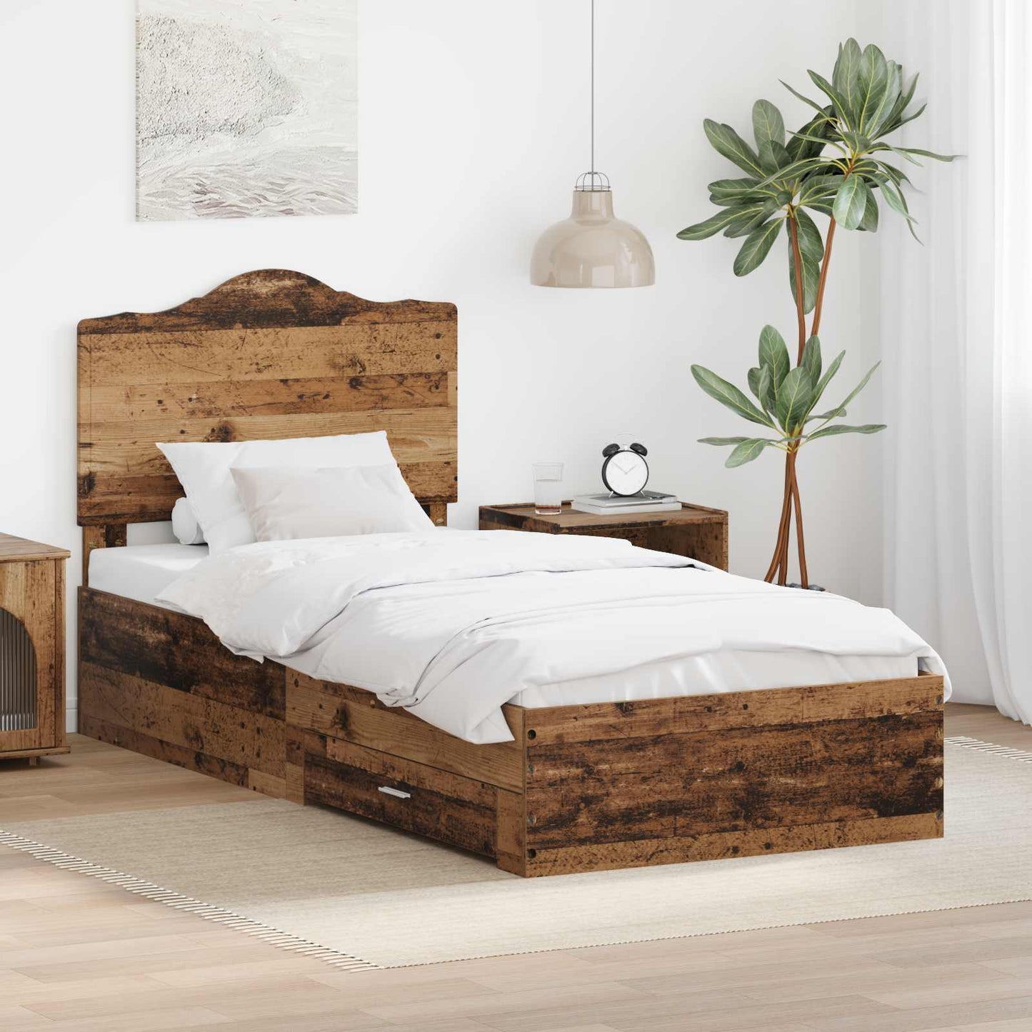 Struttura del letto con testiera Legno vecchio 100 x 200 cm