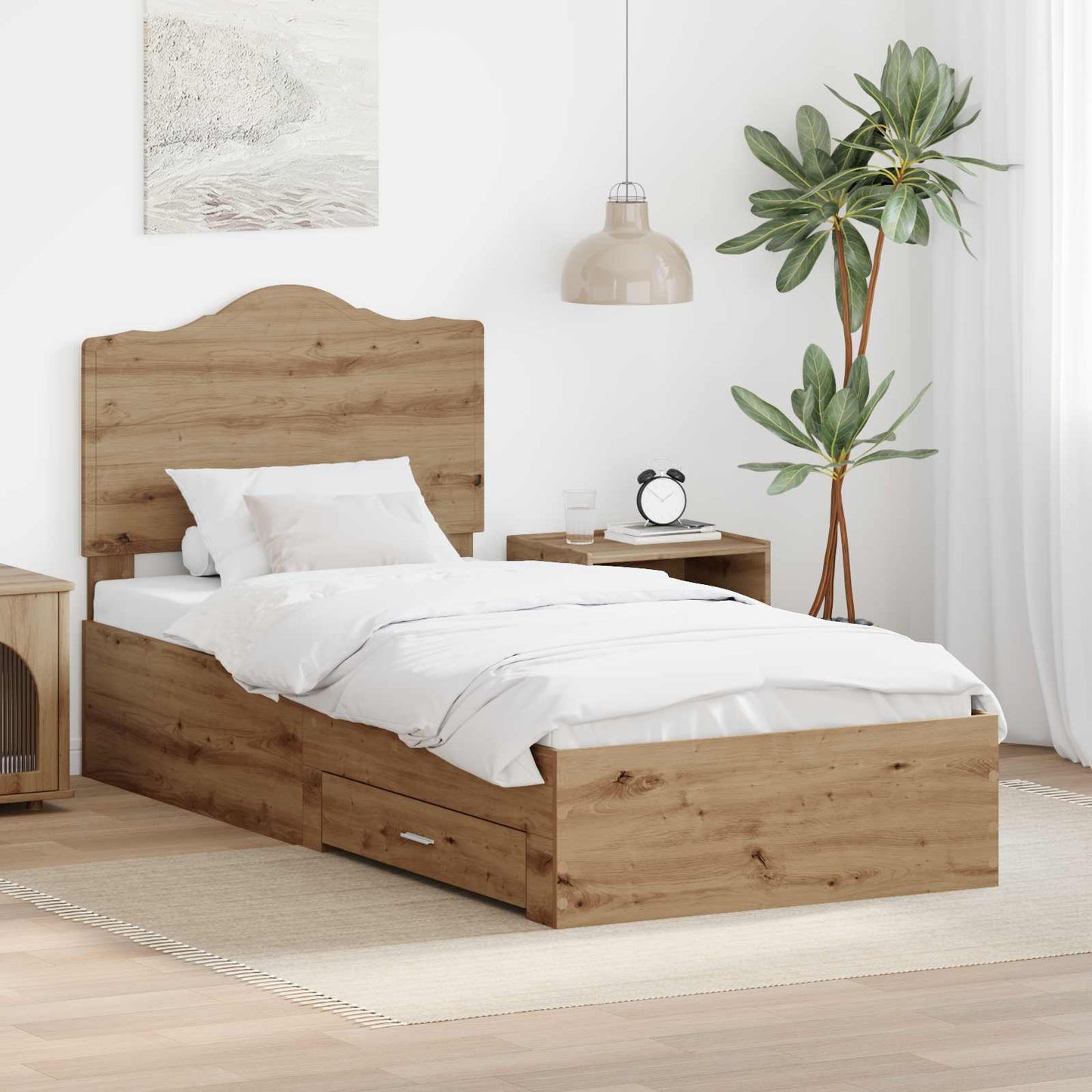 Struttura del letto con testiera Rovere artigianale 90 x 200 cm