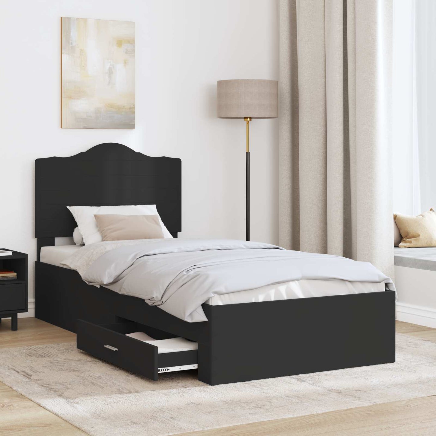 Struttura del letto Nero 70 x 190 cm Legno multistrato