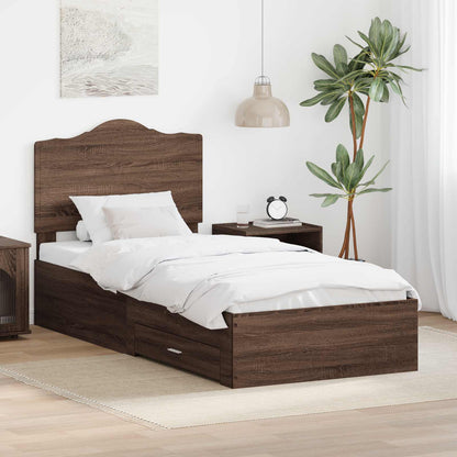 Struttura del letto con testiera Rovere Marrone 70 x 190 cm