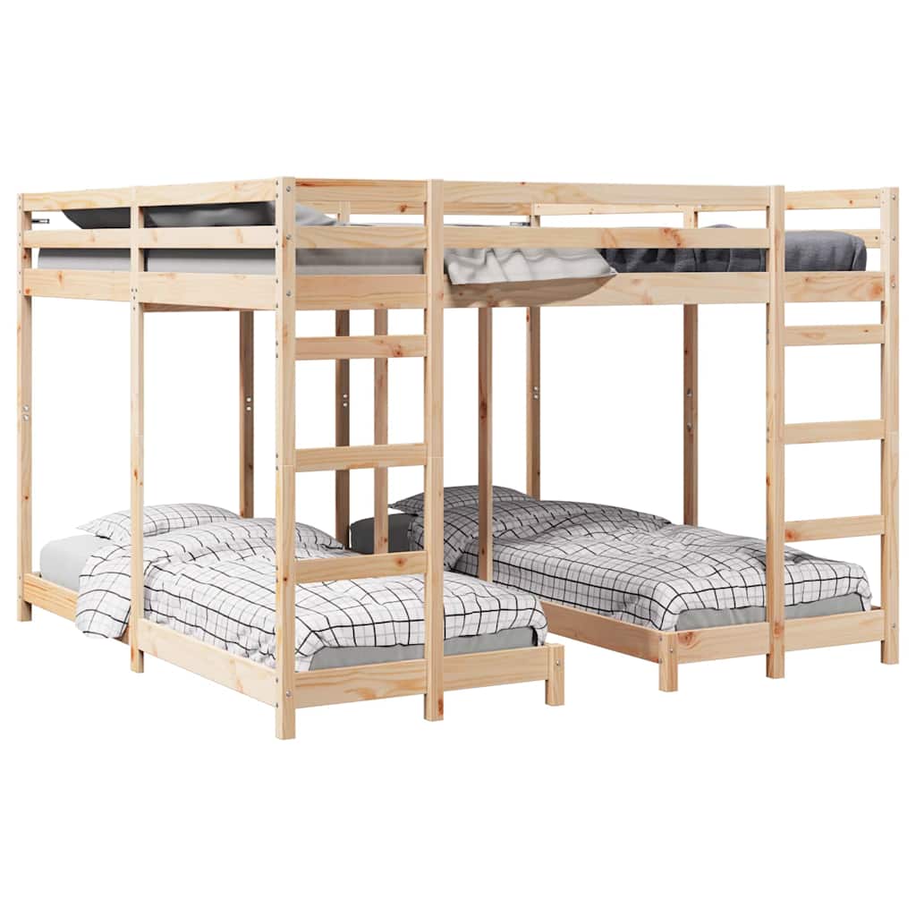 Struttura letto a castello triplo Naturale 80 / 200 x 200 cm
