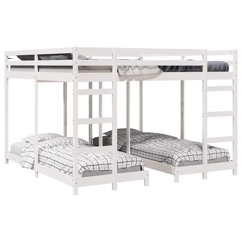 Struttura letto a castello triplo Bianco 200 x 200 cm