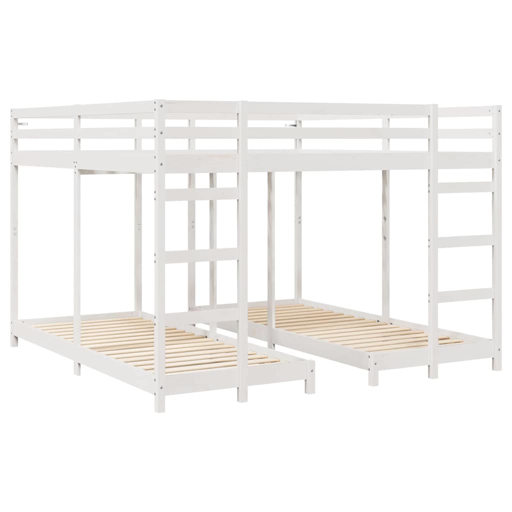 Struttura letto a castello triplo Bianco 200 x 200 cm