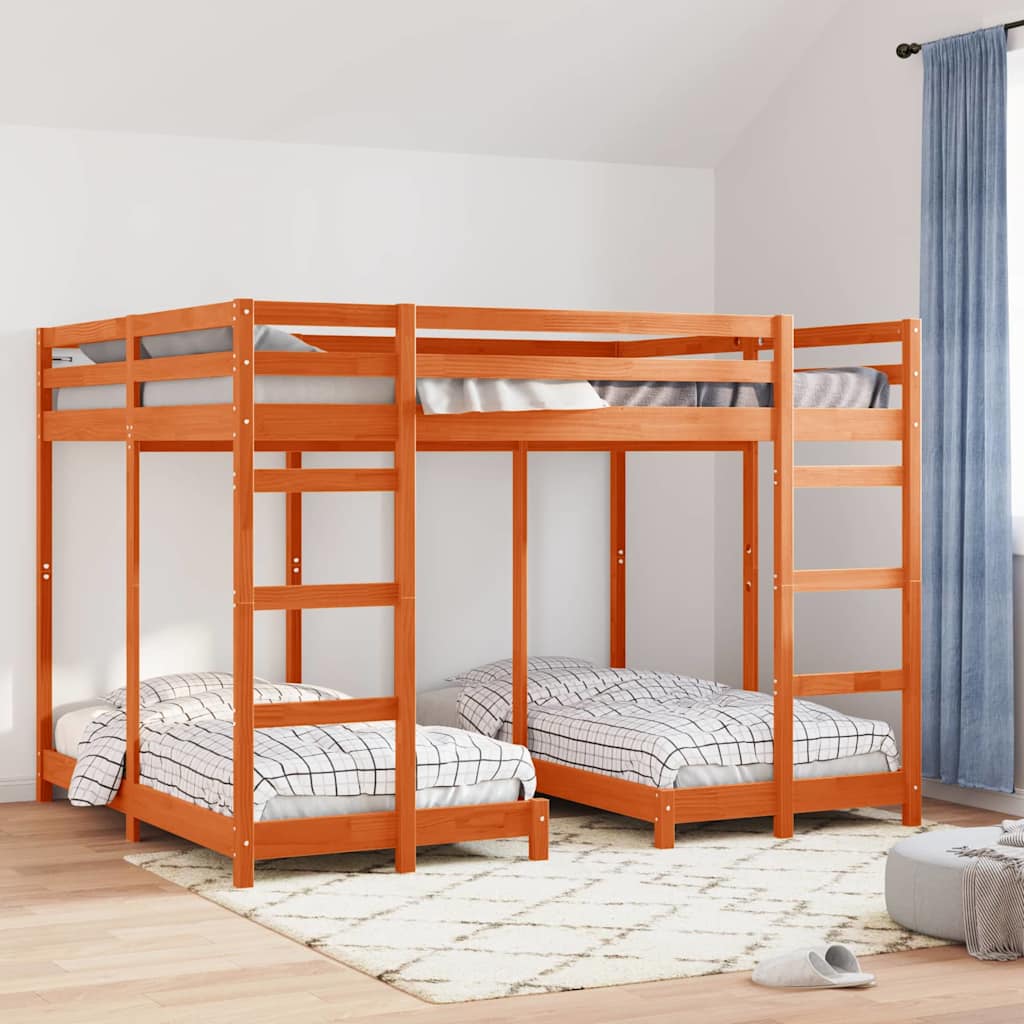 Struttura letto a castello triplo Cera marrone 160 x 200 cm