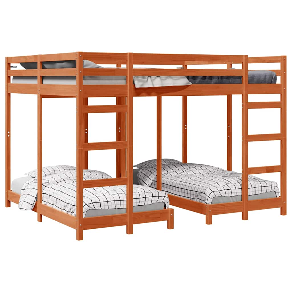 Struttura letto a castello triplo Cera marrone 160 x 200 cm