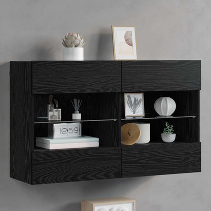 Mobile TV da parete Rovere Nero 98,5 x 30 x 60,5 cm