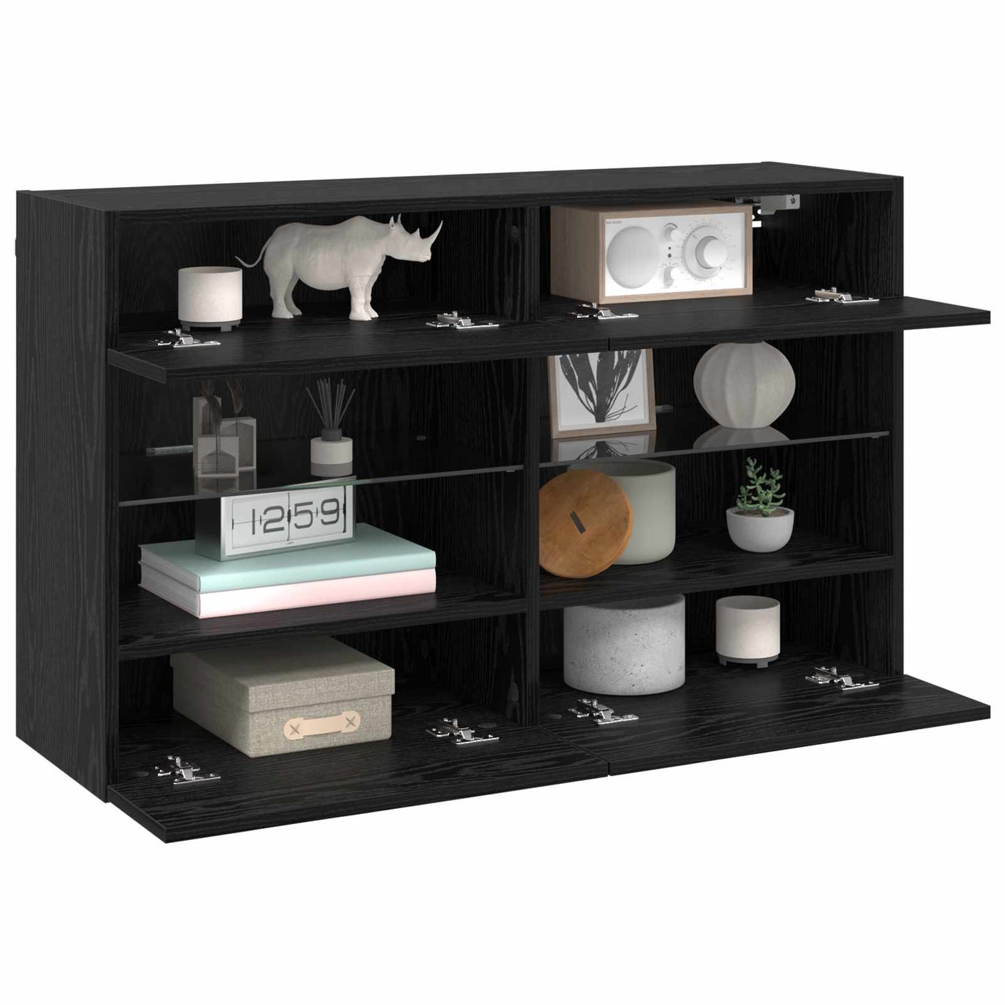 Mobile TV da parete Rovere Nero 98,5 x 30 x 60,5 cm