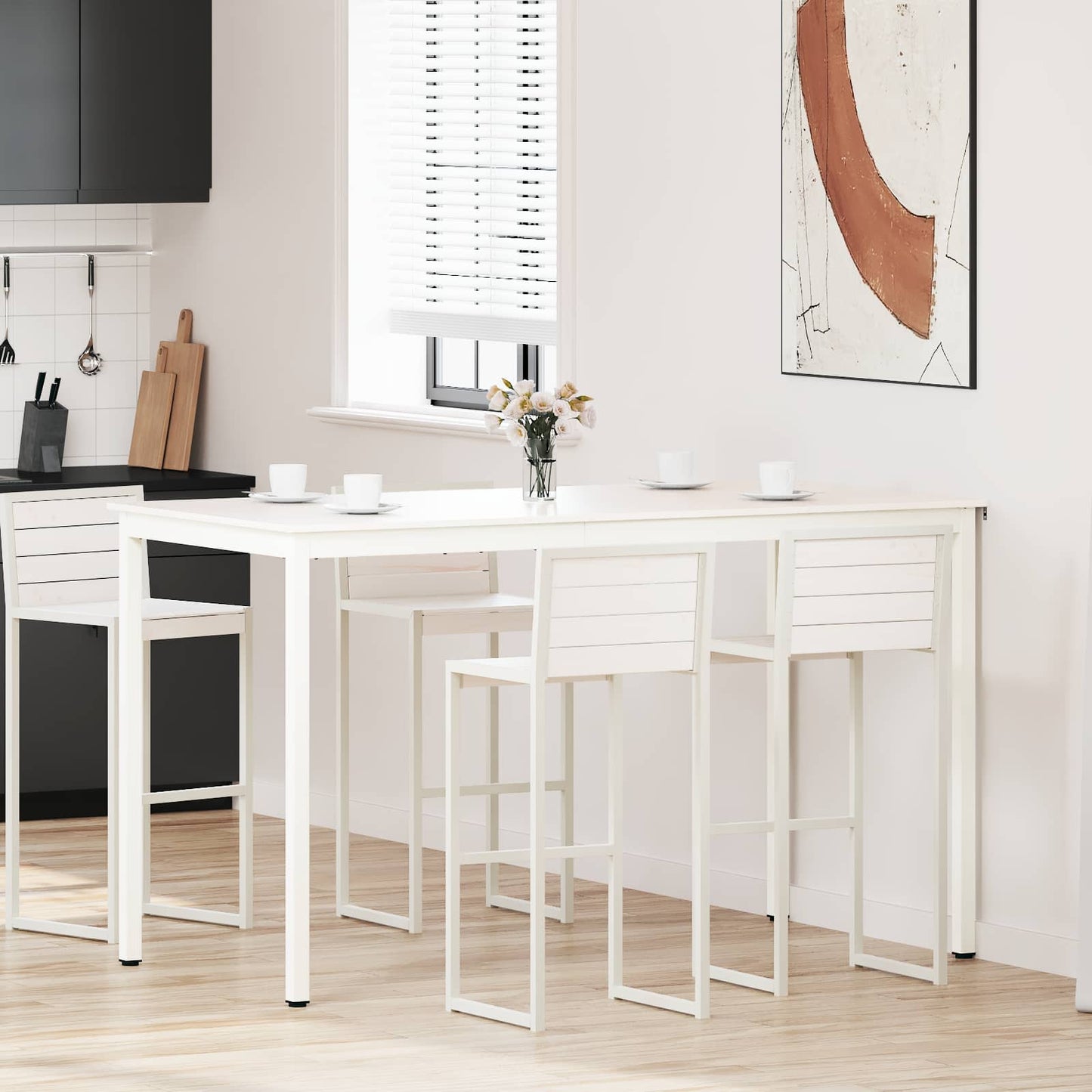 Tavolo da bar Bianco 110 x 55 x 105 cm Pino massello