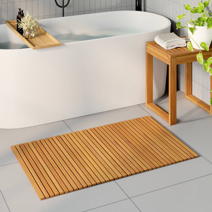 Tappeto da bagno Marrone 100 x 60 cm Legno di Acacia Massello