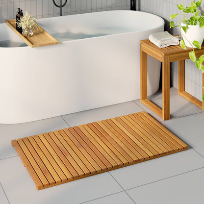 Tappeto da bagno Tinta unita Marrone 100 x 55 cm legno