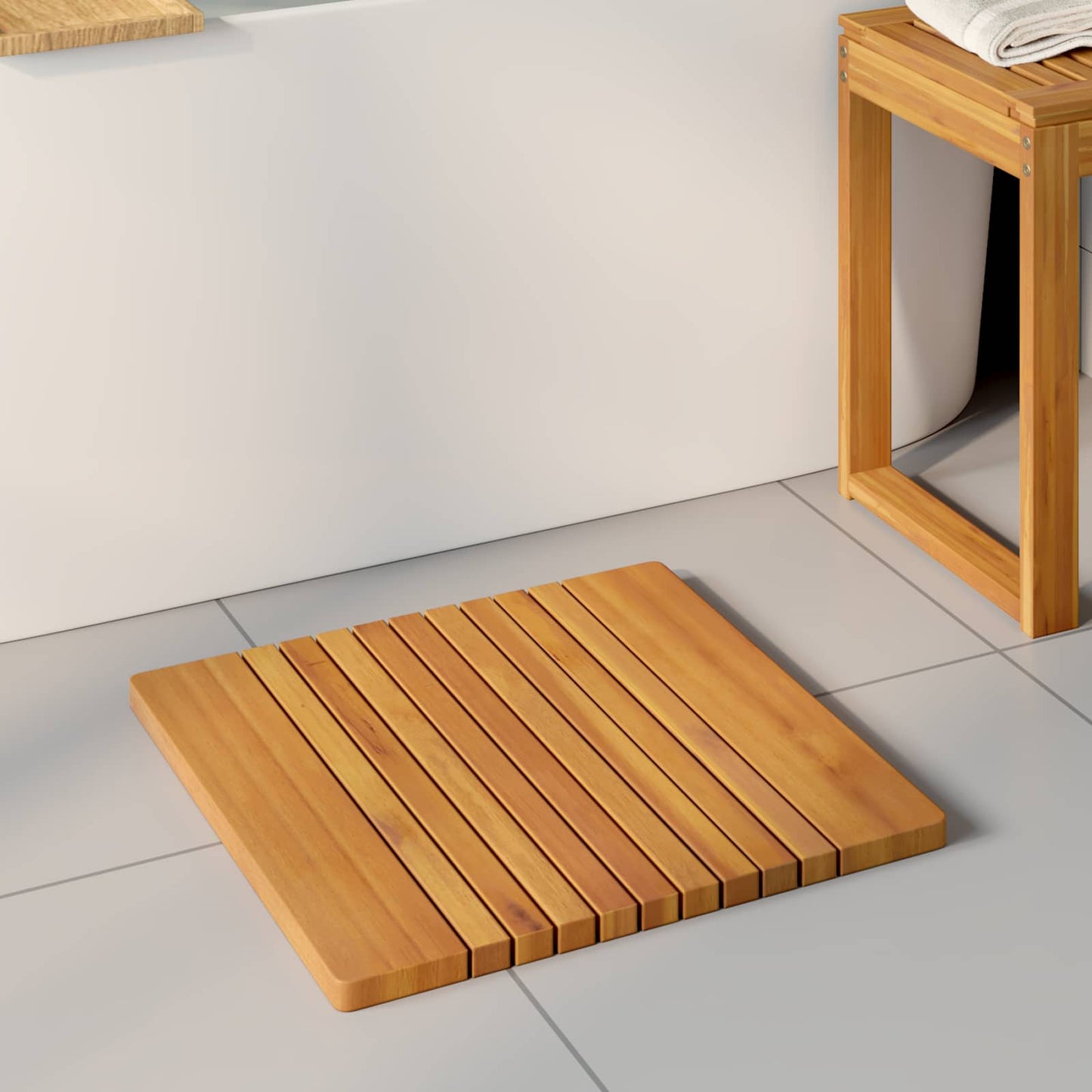 Tappeto da bagno Tinta unita Marrone 59 x 40 cm legno
