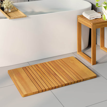 Tappeto da bagno Tinta unita Marrone 59 x 40 cm legno
