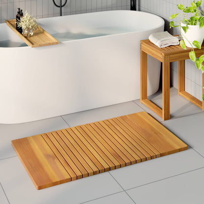 Tappeto da bagno Tinta unita Marrone 100 x 55 cm legno