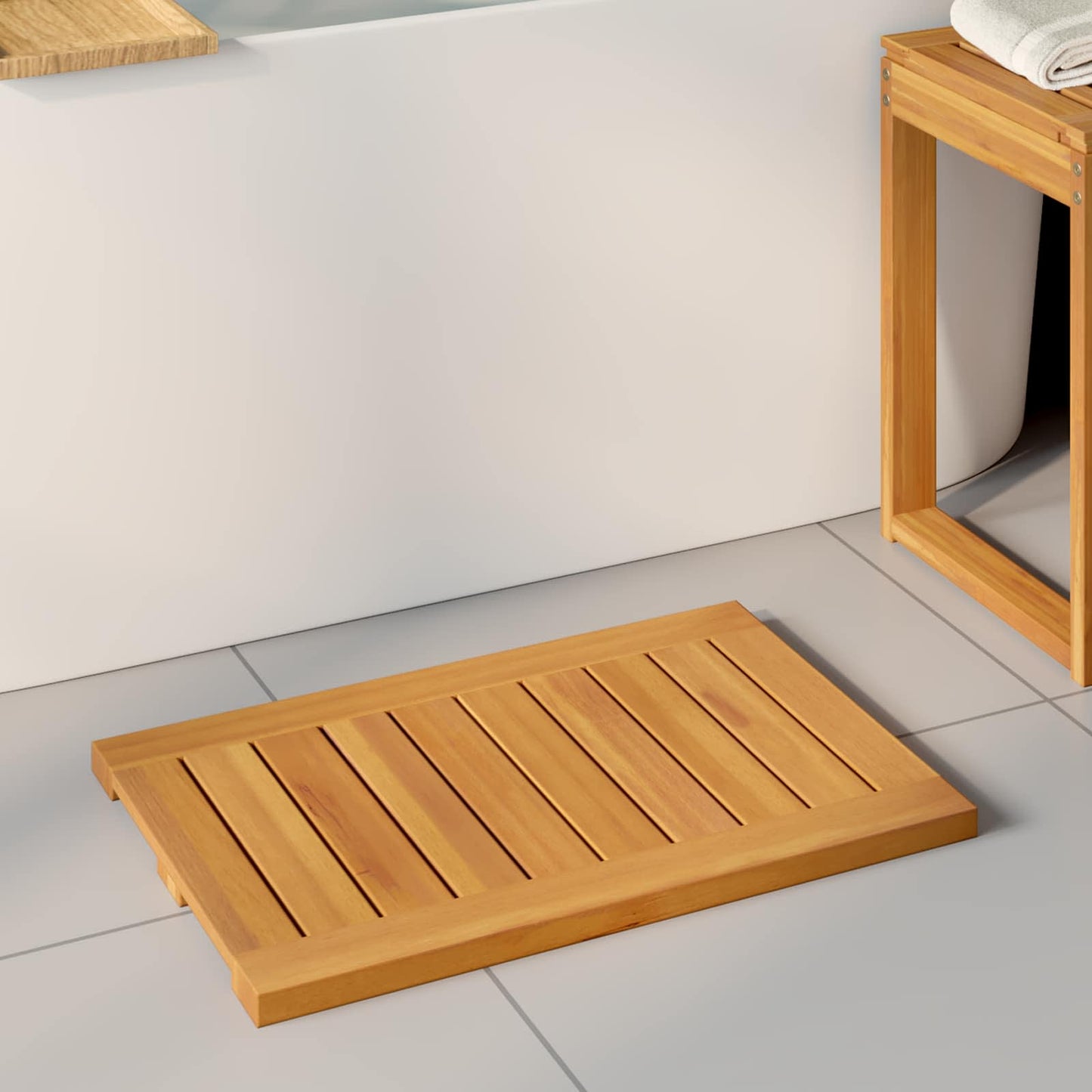 Tappeto da bagno Tinta unita Marrone 60 x 40 cm legno