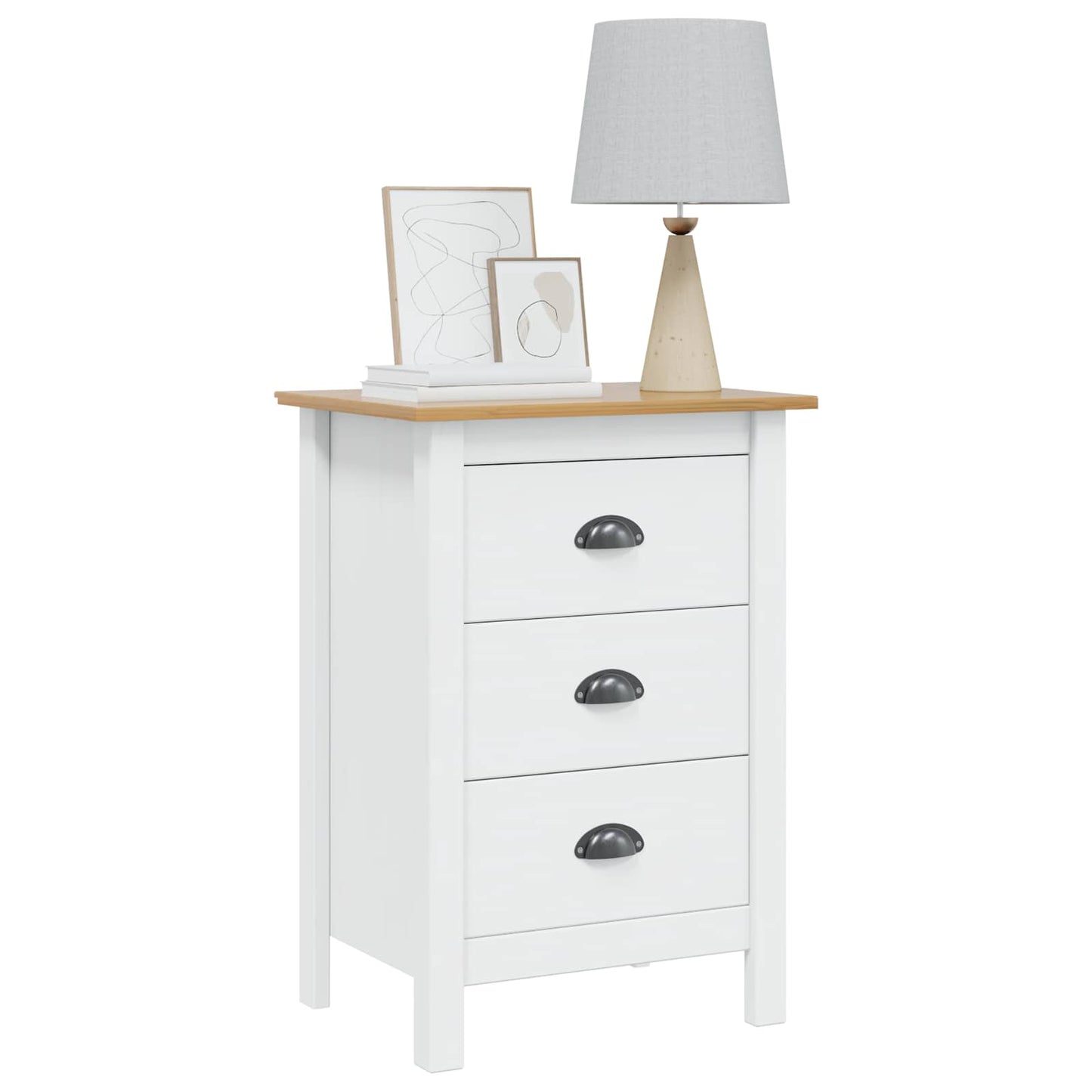 Armadio da Notte Hill Bianco e marrone miele 46 x 35 x 65 cm