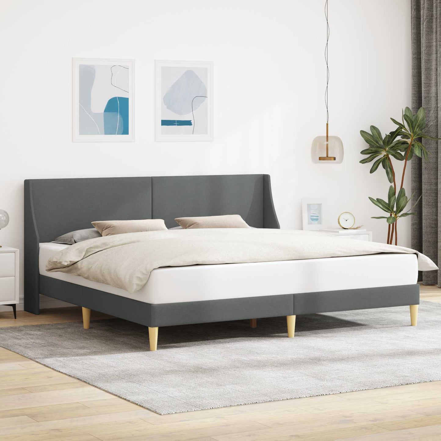 Struttura del letto Grigio scuro 180 x 200 cm Velluto