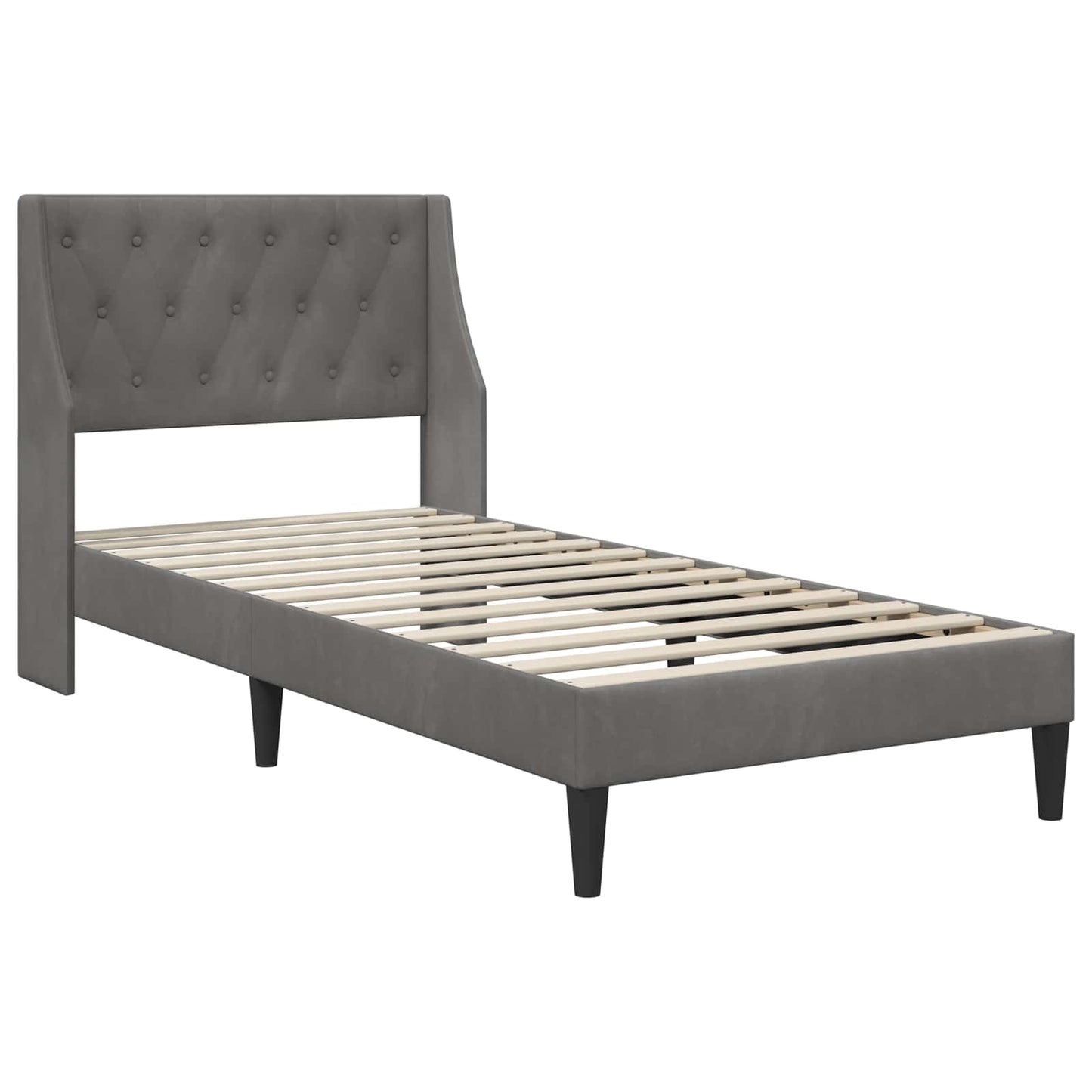Struttura del letto Grigio scuro 90 x 190 cm Velluto