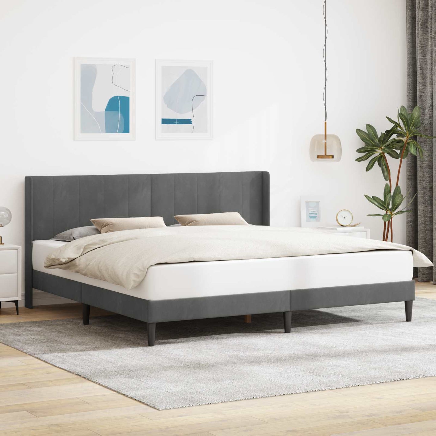 Struttura del letto Grigio scuro 180 x 200 cm Velluto