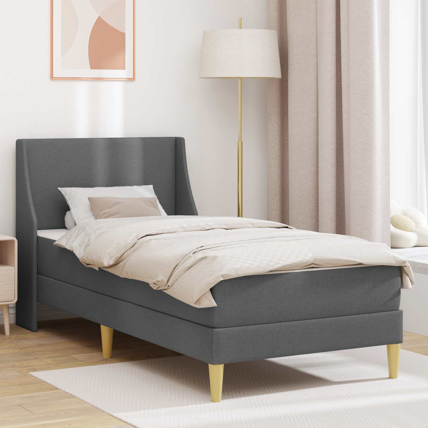 Struttura letto con materasso Grigio scuro 100 x 200 cm