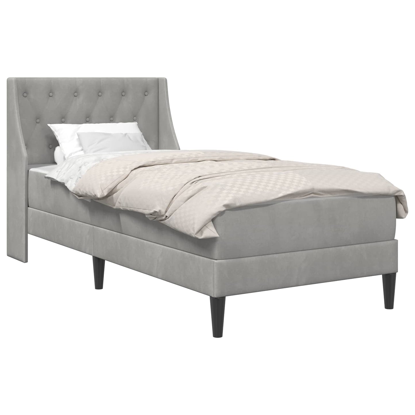 Struttura letto con materasso Grigio chiaro 80 x 200 cm Velluto