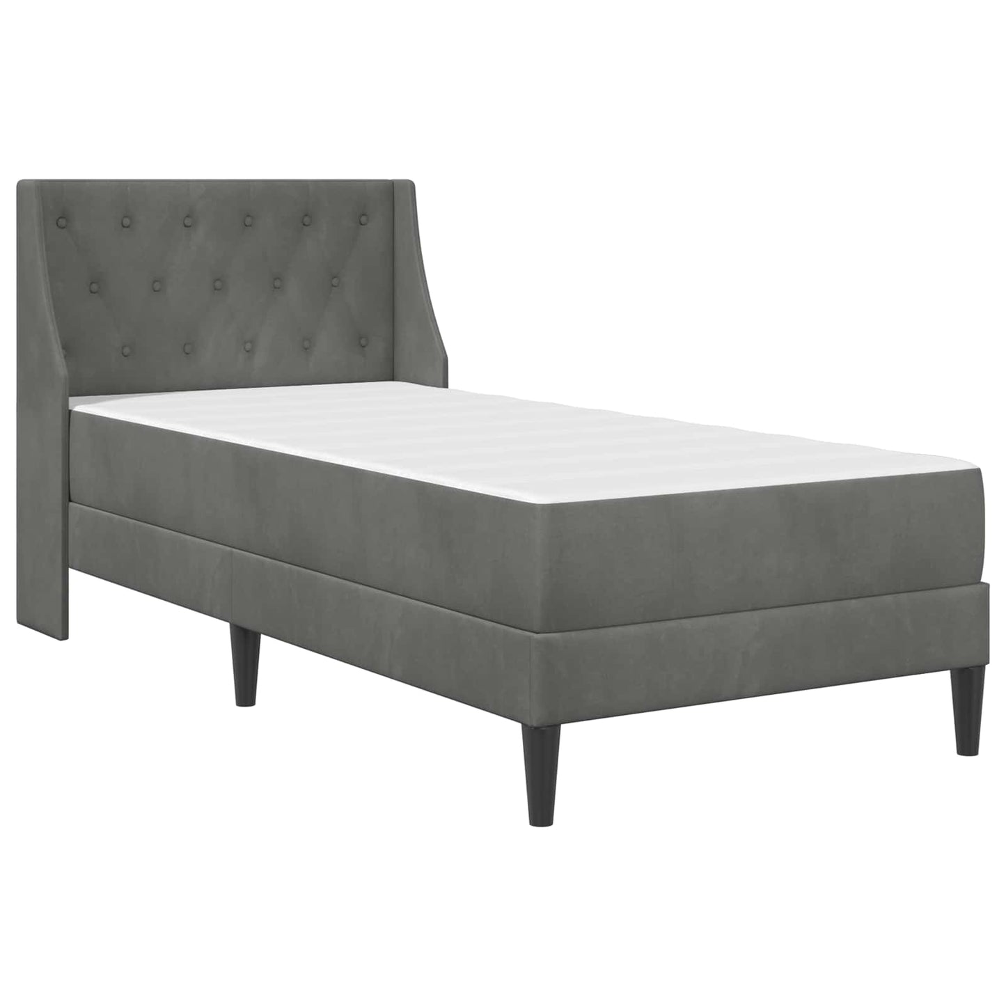 Struttura letto con materasso Grigio scuro 90 x 200 cm Velluto