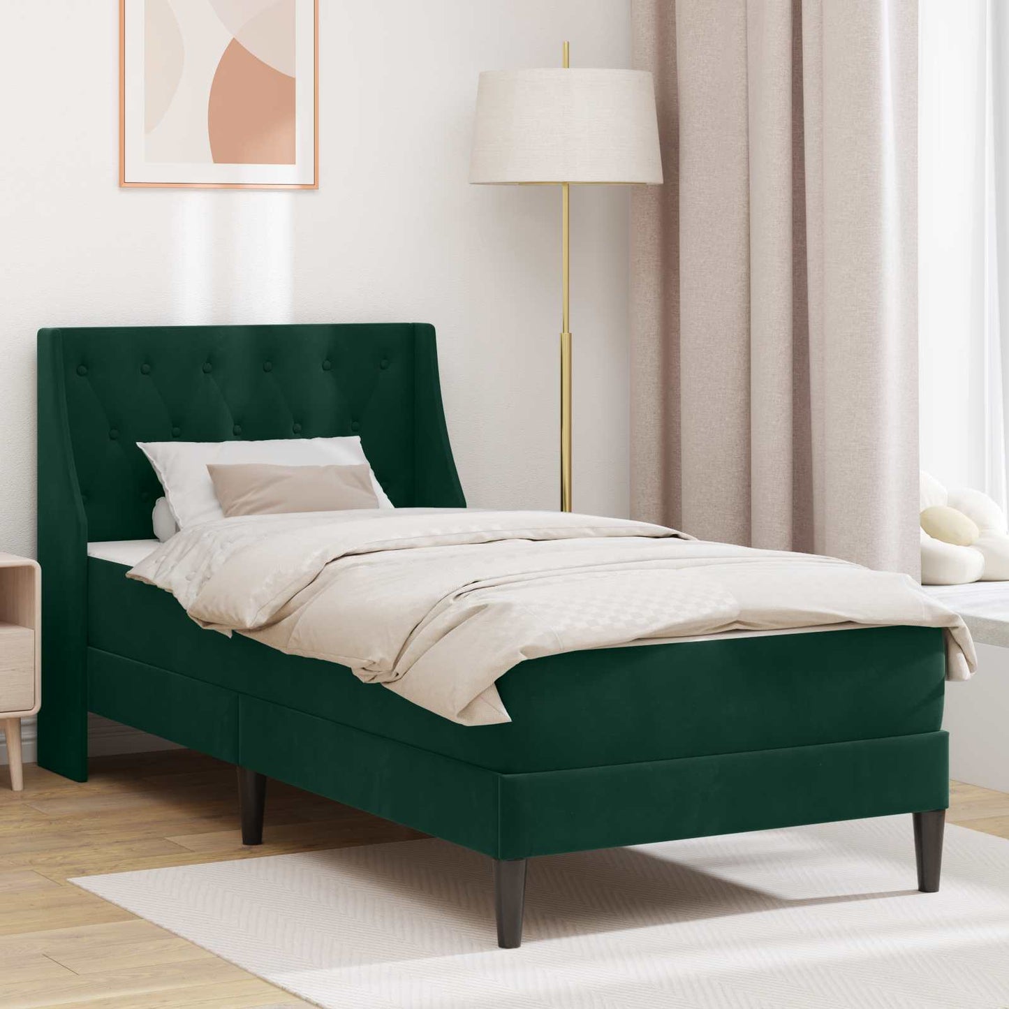 Struttura letto con materasso Verde Scuro 90 x 200 cm Velluto