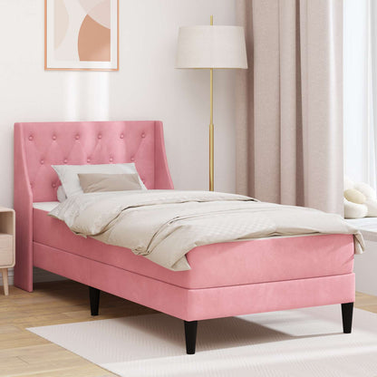 Struttura letto con materasso Rosa 90 x 200 cm Velluto