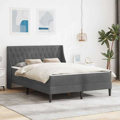 Struttura letto con materasso Grigio scuro 140 x 200 cm Velluto