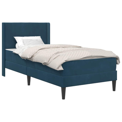 Struttura del letto con materasso Blu 80 x 200 cm Velluto