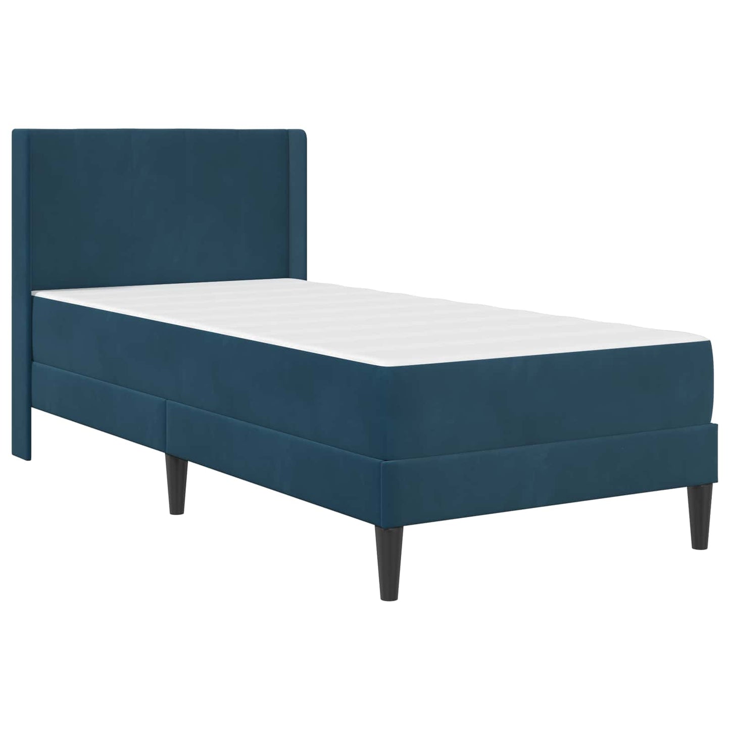 Struttura del letto con materasso Blu 90 x 190 cm Velluto