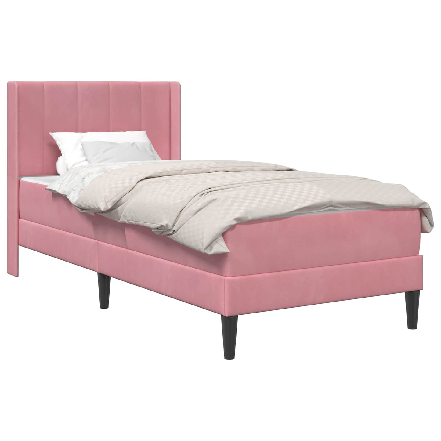 Struttura del letto con materasso Rosa 100 x 200 cm Velluto