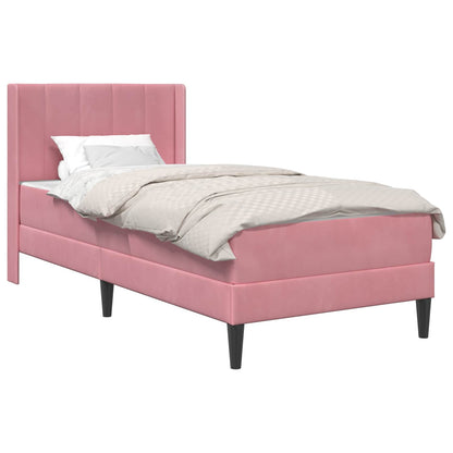 Struttura del letto con materasso Rosa 100 x 200 cm Velluto
