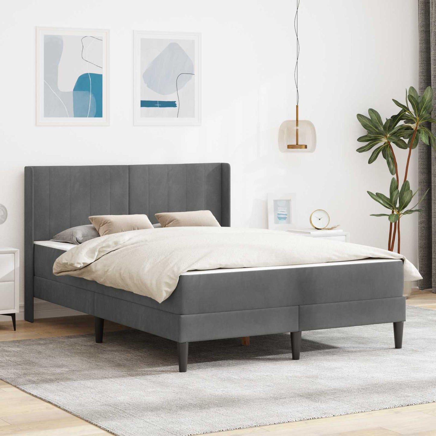 Struttura del letto Grigio scuro 140 x 190 cm Velluto