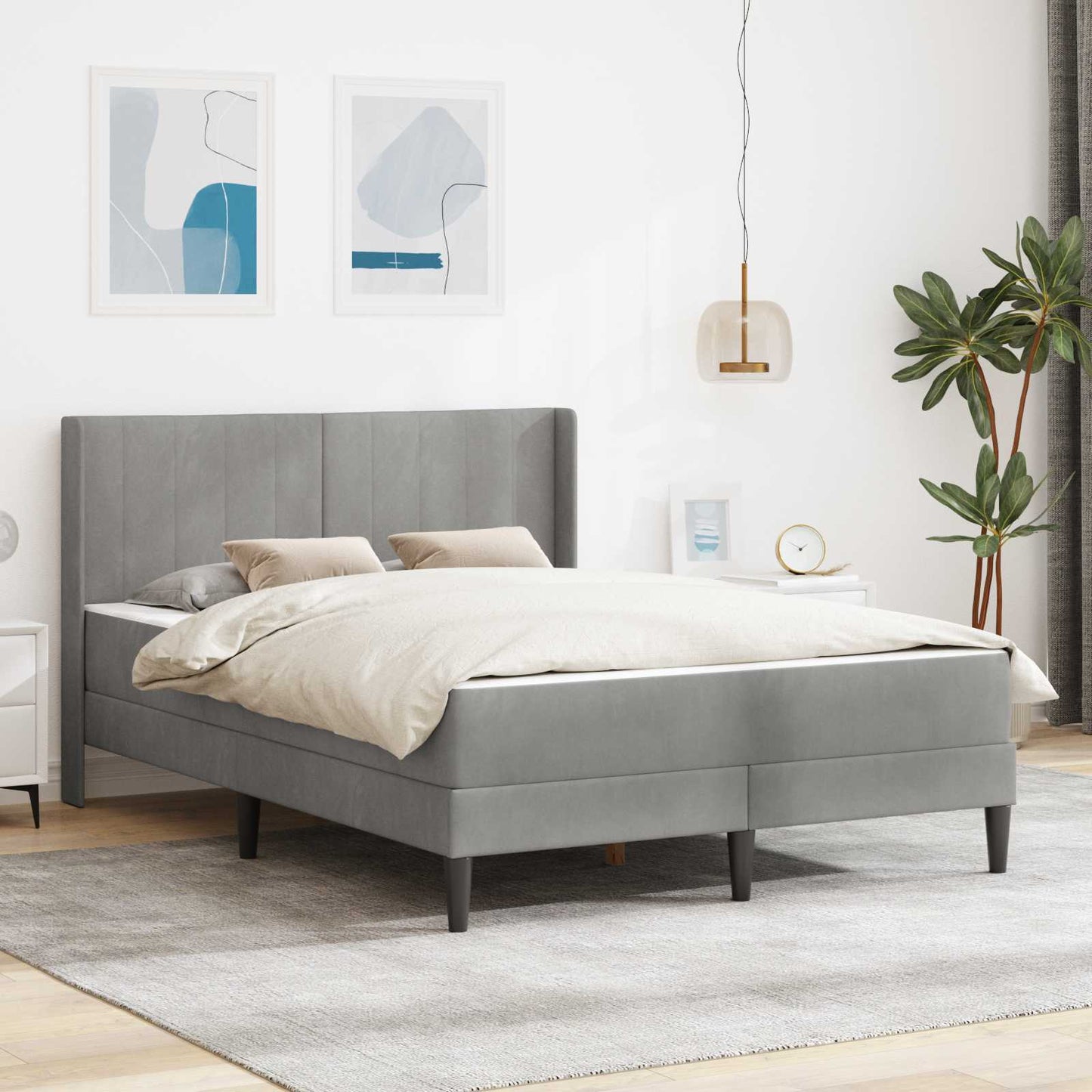 Struttura del letto Grigio chiaro 160 x 200 cm Velluto