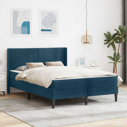Struttura del letto con materasso Blu 160 x 200 cm Velluto