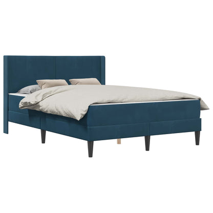 Struttura del letto con materasso Blu 160 x 200 cm Velluto