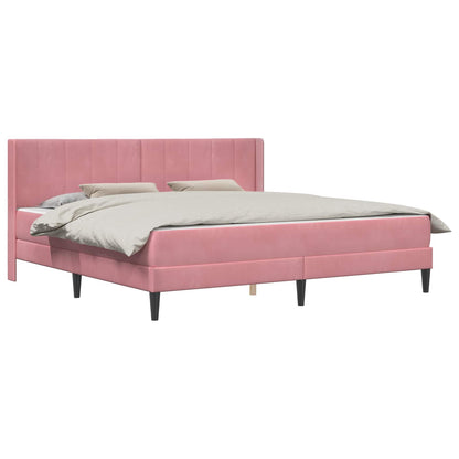 Struttura del letto con materasso Rosa 180 x 200 cm Velluto