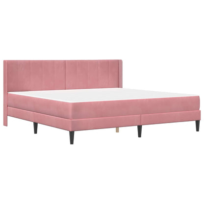 Struttura del letto con materasso Rosa 180 x 200 cm Velluto