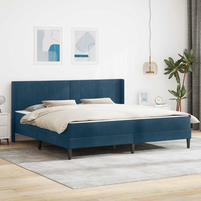 Struttura del letto con materasso Blu 180 x 200 cm Velluto