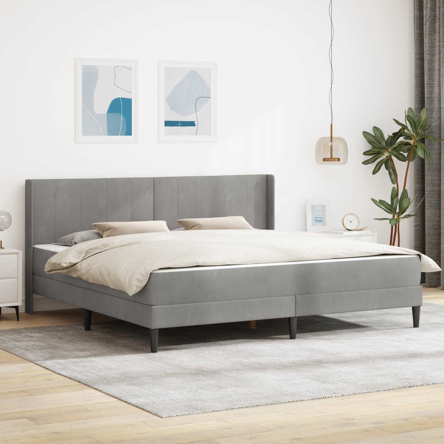Struttura del letto Grigio chiaro 200 x 200 cm Velluto