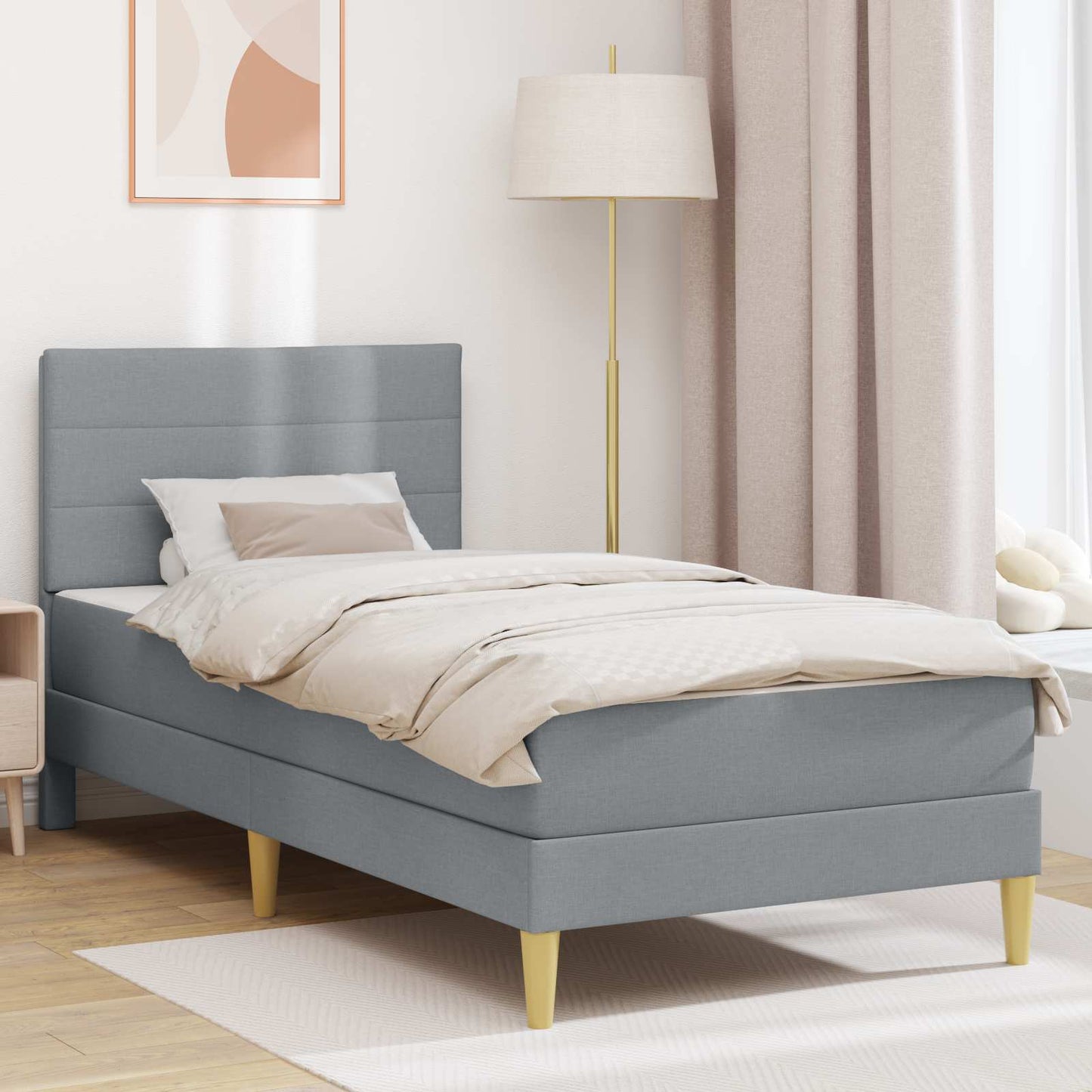 Struttura del letto Grigio chiaro 90 x 190 cm Poliestere