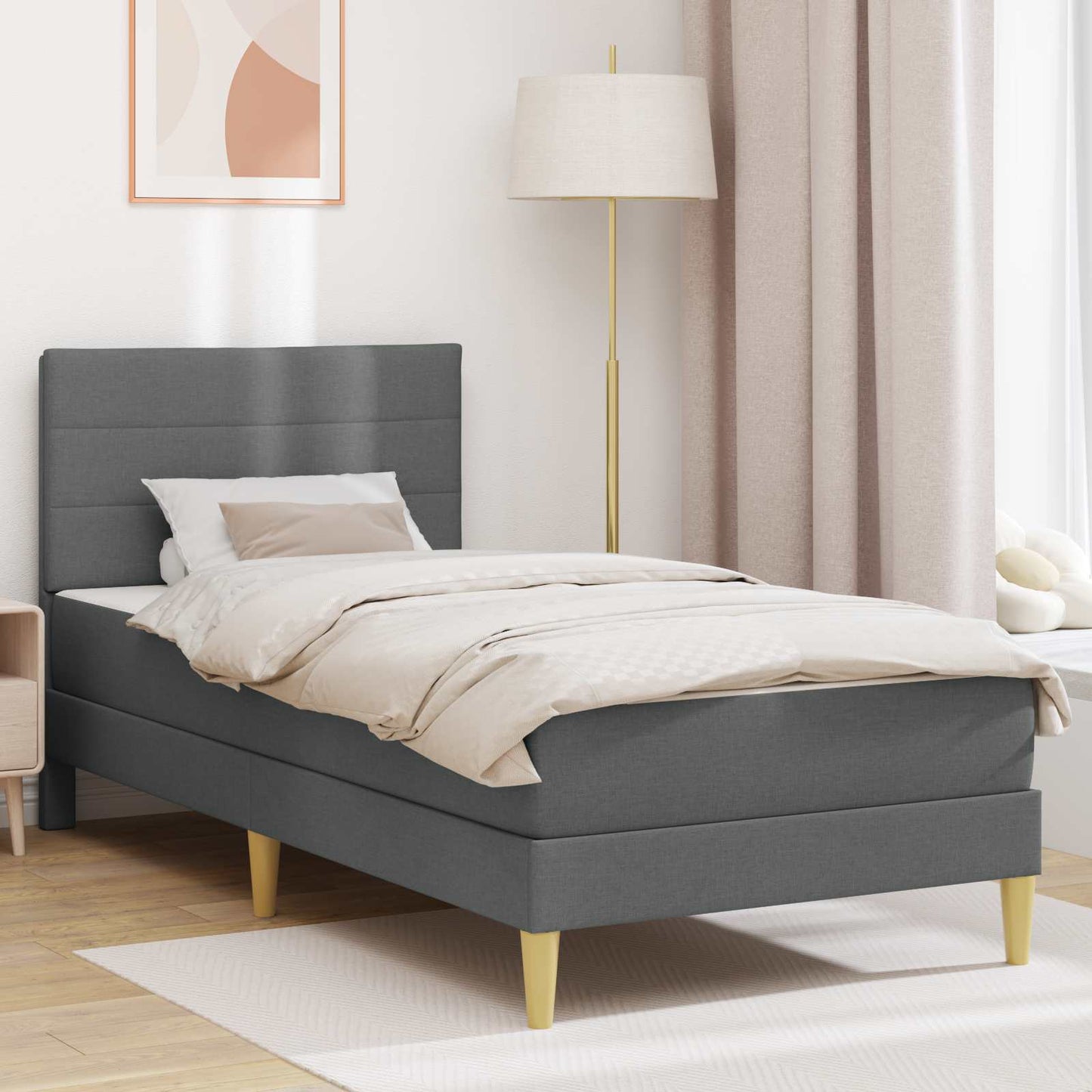 Struttura del letto Grigio scuro 100 x 200 cm Poliestere