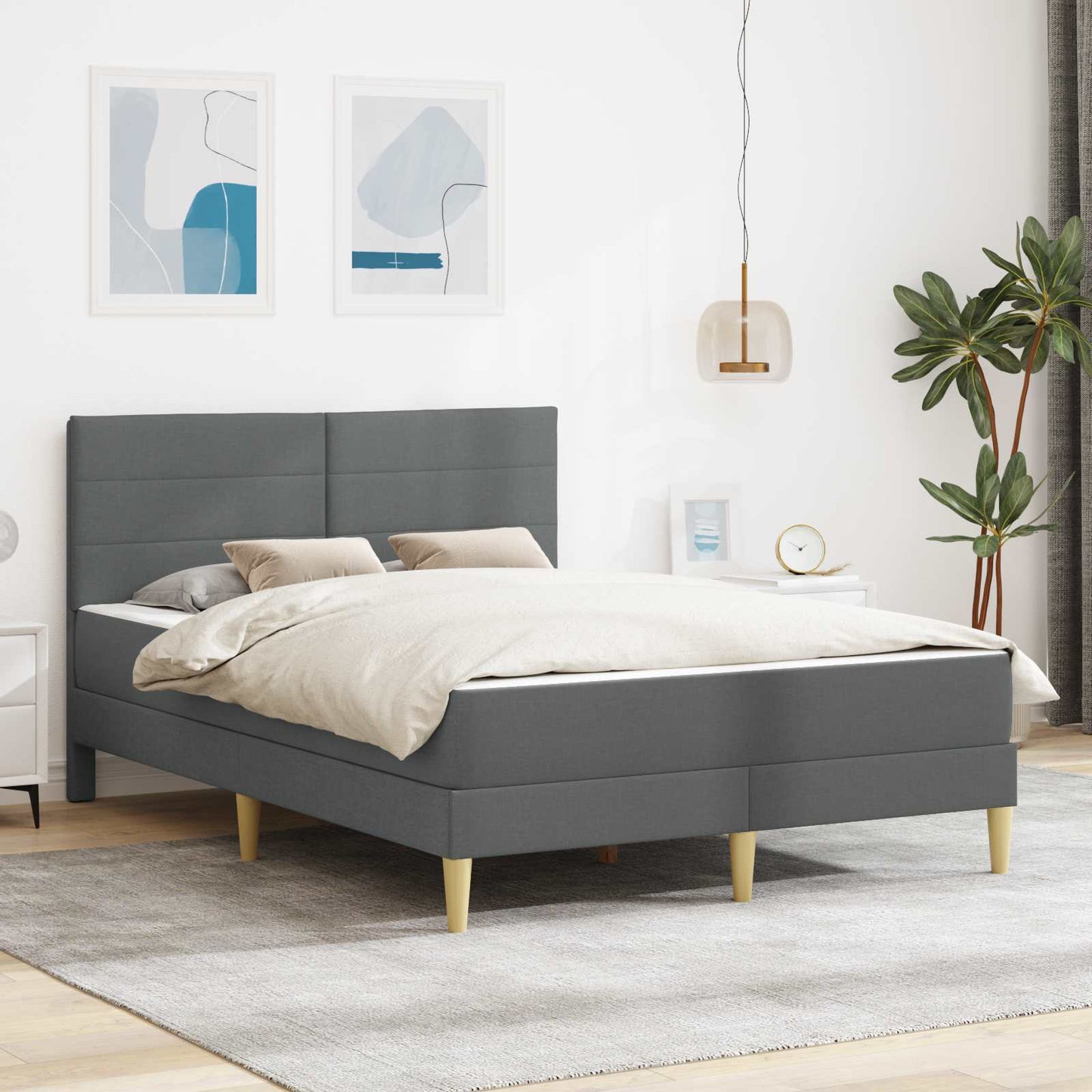 Struttura del letto Grigio scuro 160 x 200 cm Poliestere
