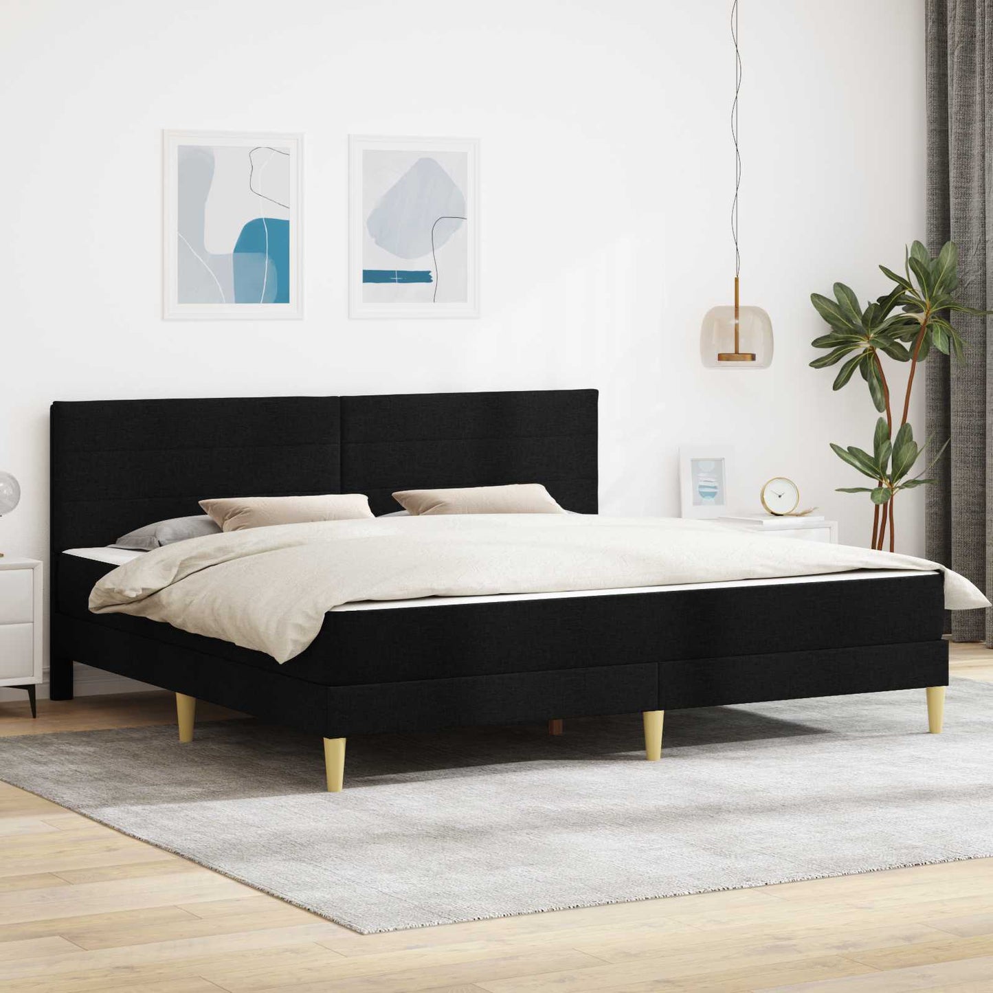 Struttura del letto Nero 200 x 200 cm Poliestere