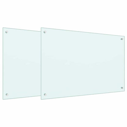 Schienale da cucina 2 pcs Bianco 90 x 60 cm vetro temperato