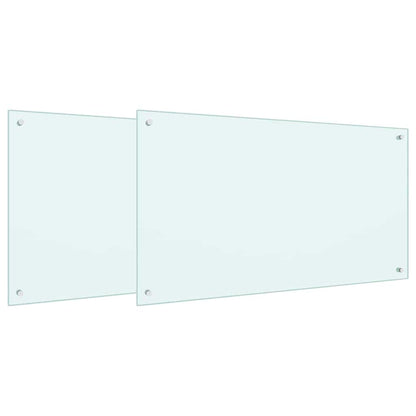 Schienale da cucina 2 pcs Bianco 100 x 60 cm vetro temperato