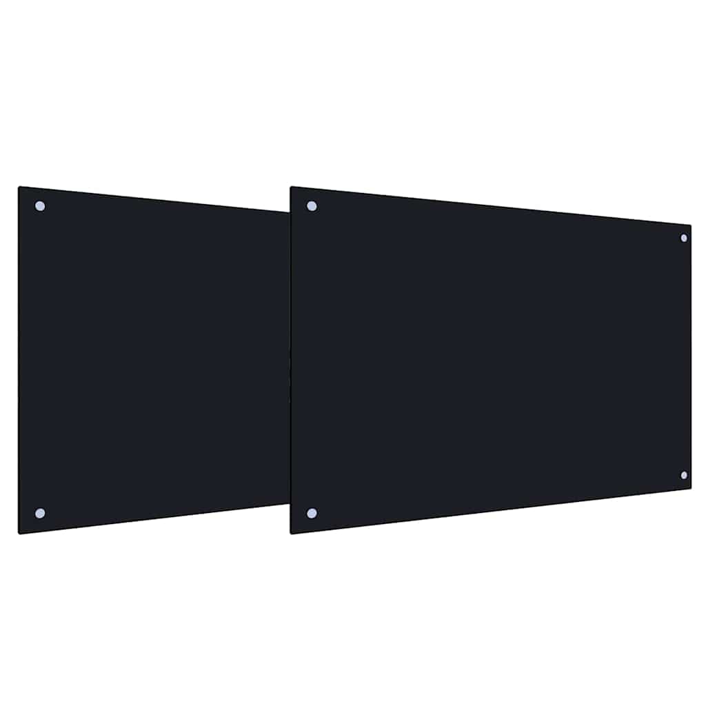 Schienale da cucina 2 pcs Nero 90 x 50 cm vetro temperato