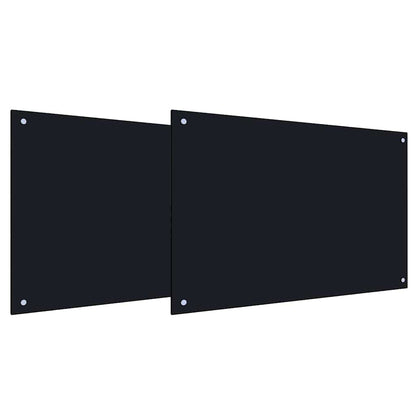 Schienale da cucina 2 pcs Nero 90 x 50 cm vetro temperato