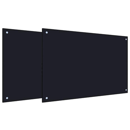 Schienale da cucina 2 pcs Nero 90 x 60 cm vetro temperato